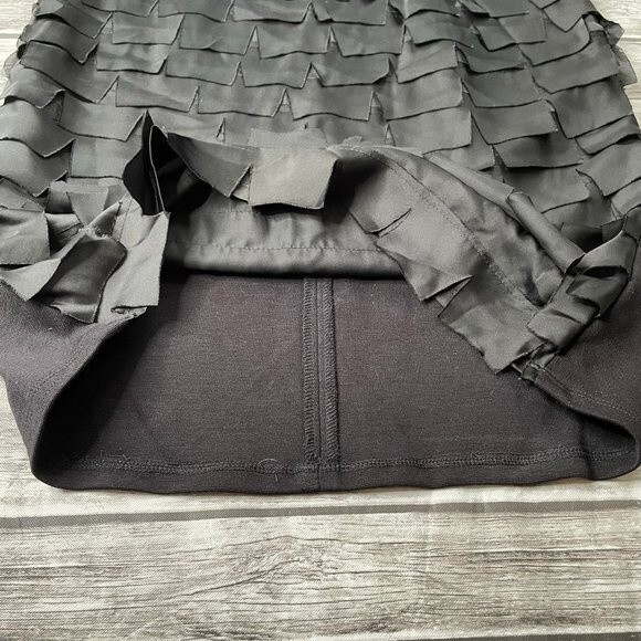 Alfani Sleeveless Flutter Front Flapper Style Mini Dress 4 LBD Black Dress Short - Picture 8 of 12